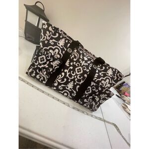 Thirty One utility tote black white scroll